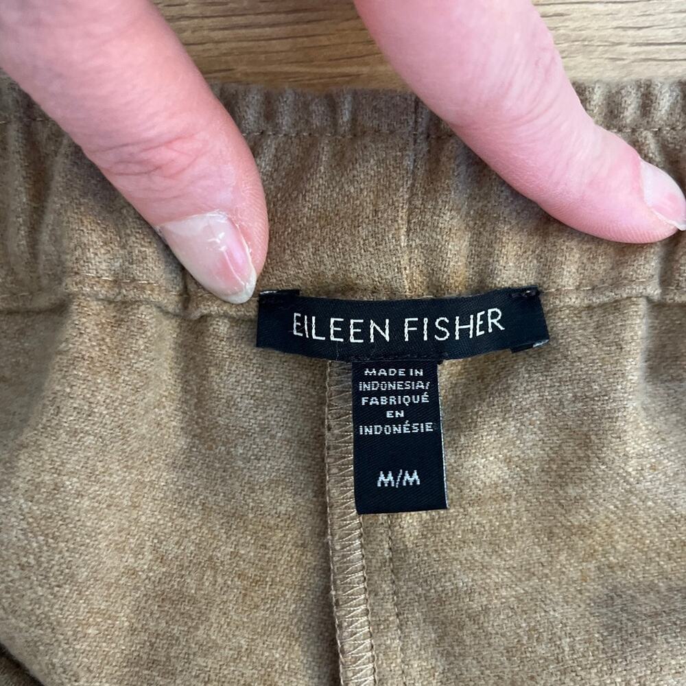 Eileen Fisher 100% Wool Elastic Waist Pull-On Pants Tapered Brown Size Medium - Picture 3 of 7